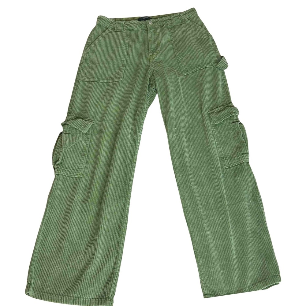 Forever 21 Green Corduroy Cargo Pants Wide Leg Utility Carpenter Womens Large